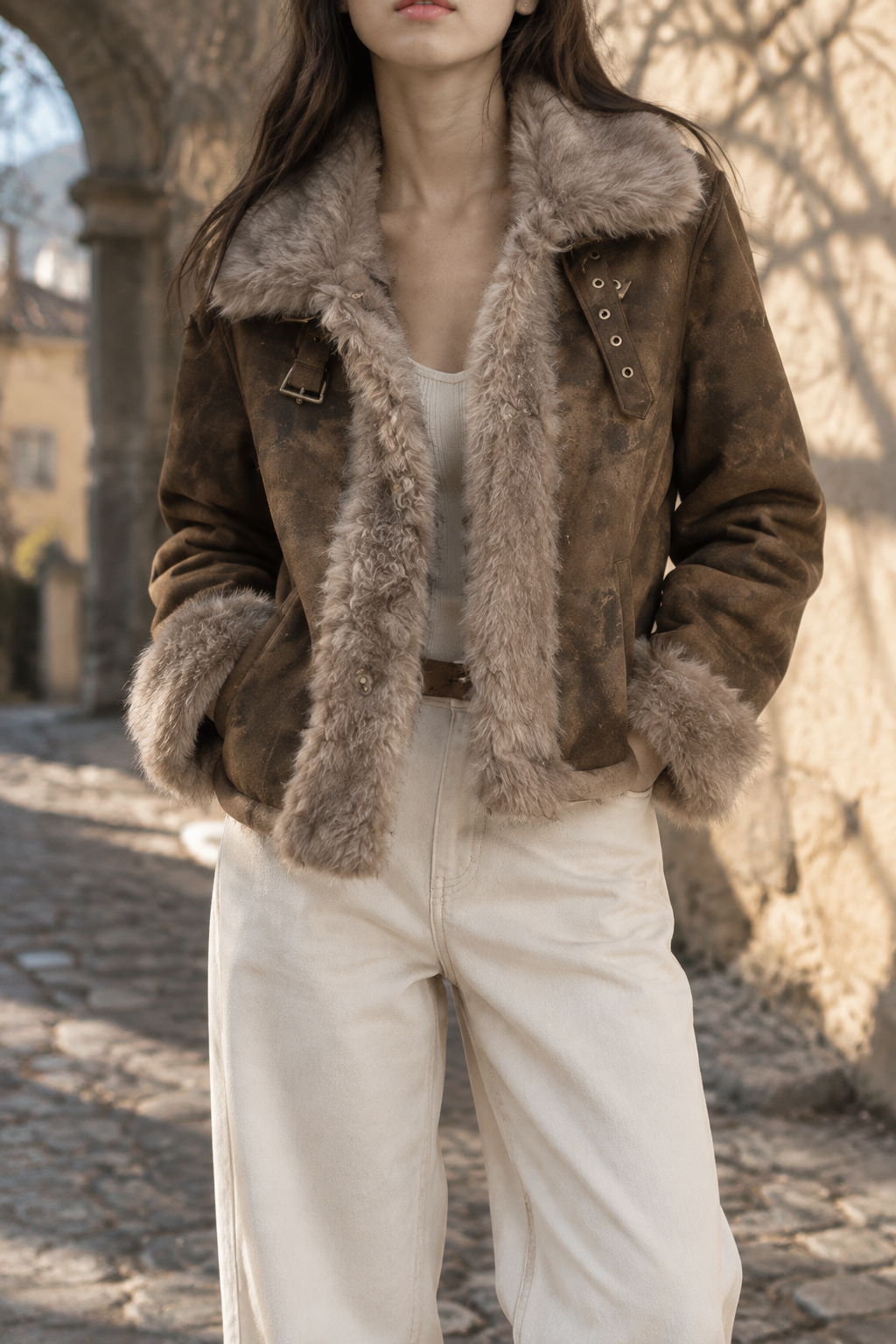 Zuris | Faux Fur Patchwork Biker Jacket