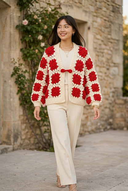 Ulea | Handmade Wool Floral Cardigan