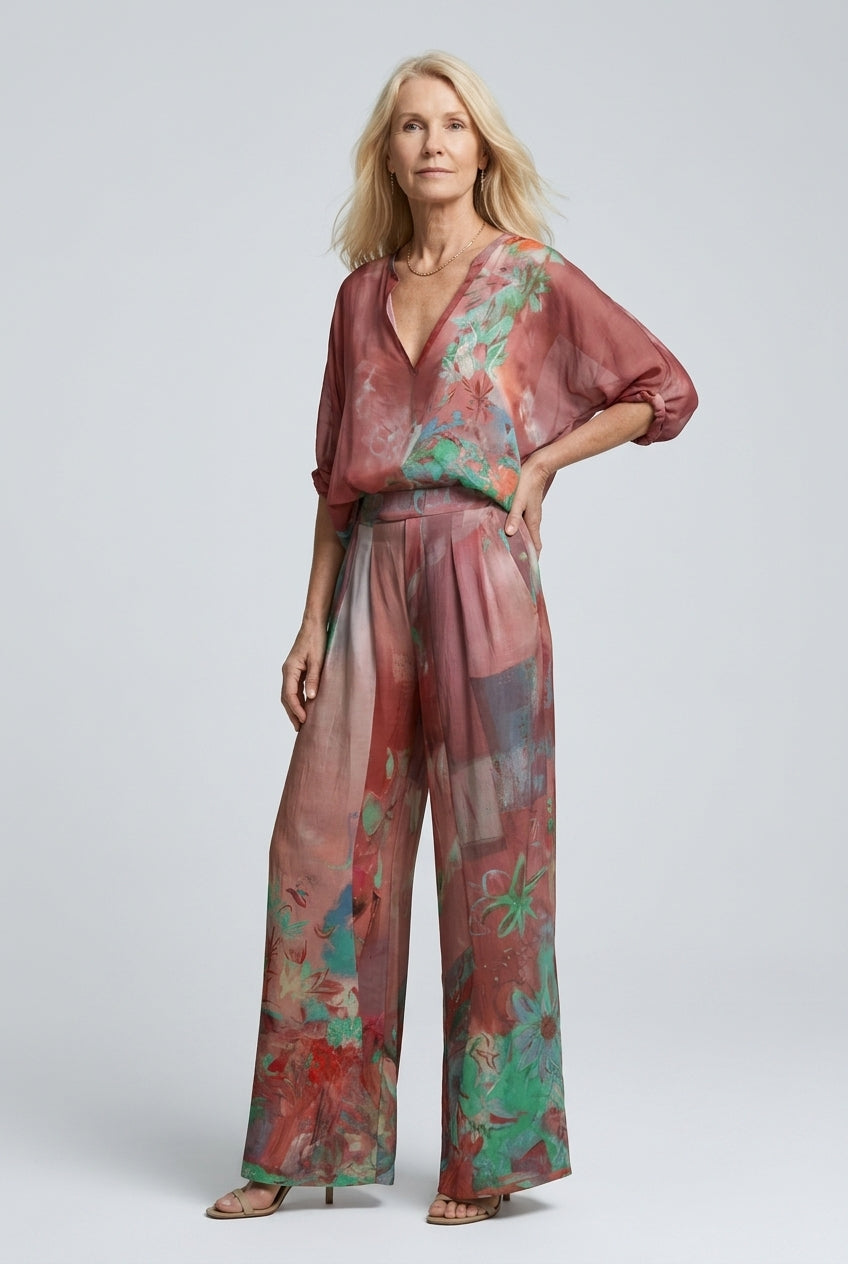 Alicia | Floral Wide-Leg Two-Piece Set