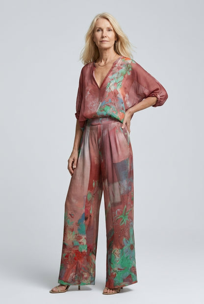 Alicia | Floral Wide-Leg Two-Piece Set