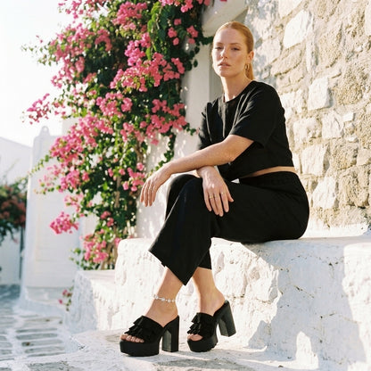 Sabelle | Ruffle Block Heel Pumps