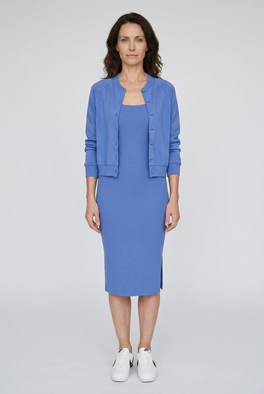 Elegant Midi Dress with Cardigan Set for Women, Tailored Silhouette Soft Premium Fabric, for Work, Office, Brunch & Ever