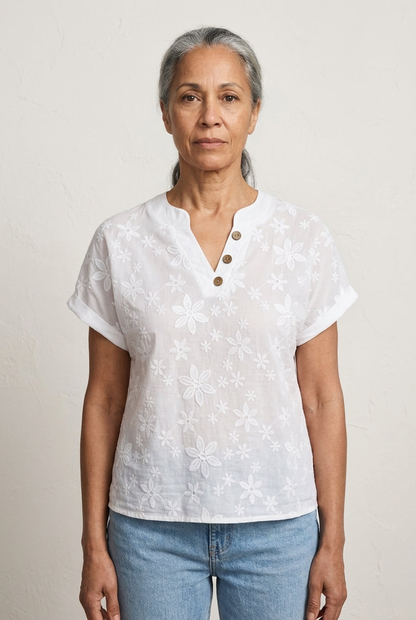 Elegant Floral Button-Up Shirt for Women, Lightweight Breathable Relaxed Fit, for Work, Casual, Smart Occasions & Everyd