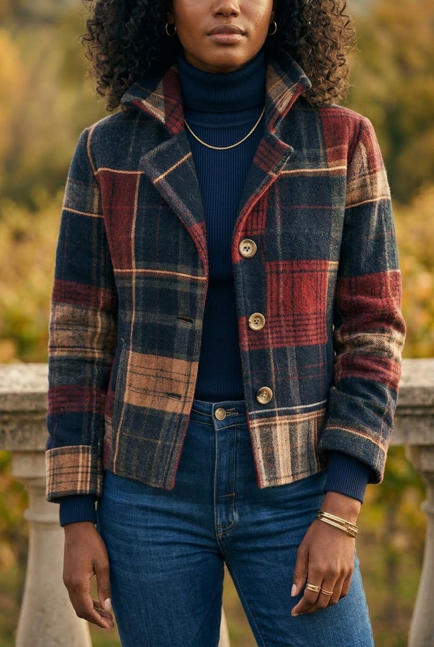 Kaja | Patchwork Plaid Wool-Blend Jacket