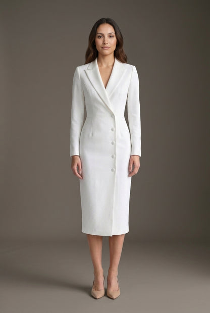 Tailored V-Neck Blazer Dress for Women, Midi Length Elegant Professional, for Work, Events, Evening & Everyday Wear