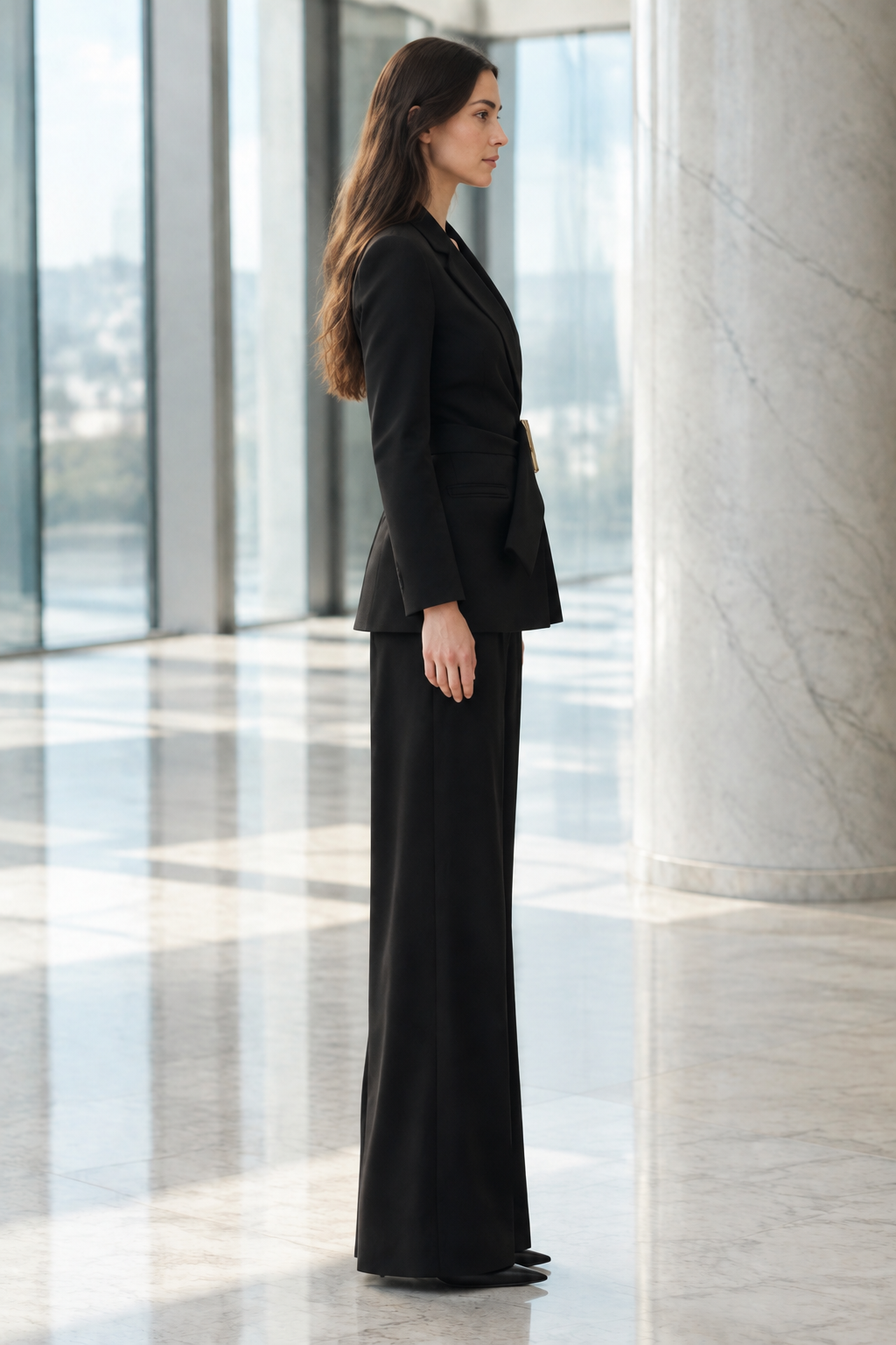 Livea | V-Neck Ruched Blazer Suit