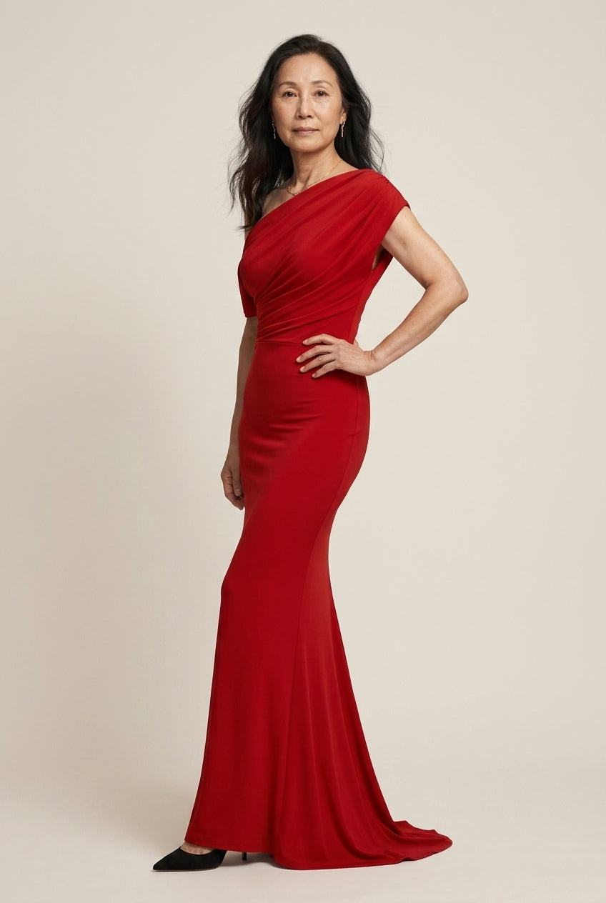 Elegant Off-Shoulder Evening Dress for Women, Bodycon Floor-Length Formal Gown, for Weddings, Galas & Special Events