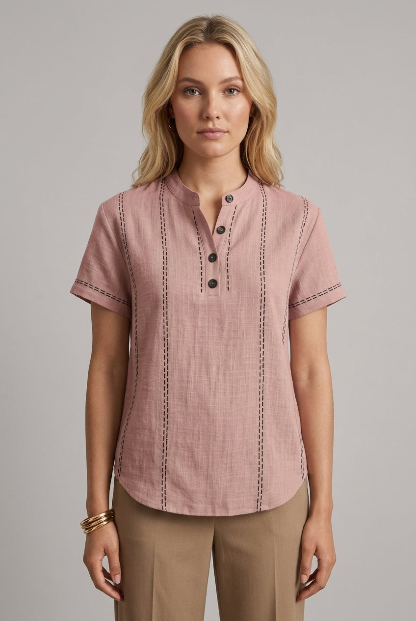 Cybele | Textured Henley Top