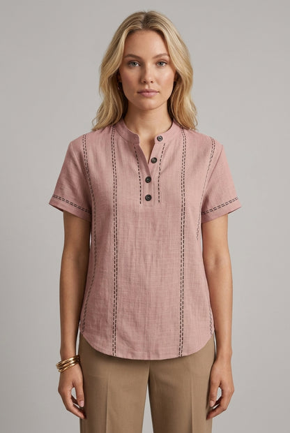 Cybele | Textured Henley Top