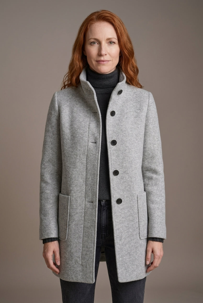 Classic Structured Coat for Women, Tailored Long-Sleeve Soft Warm Elegant, for Work, Office, Everyday & Going Out