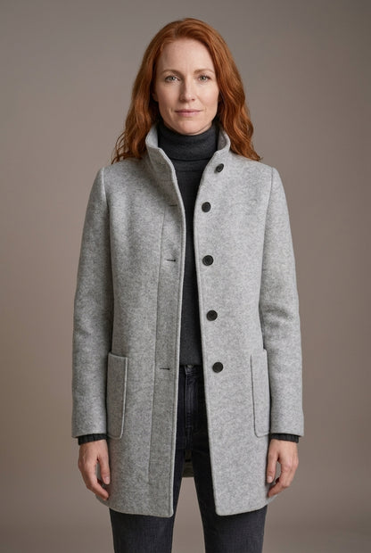Classic Structured Coat for Women, Tailored Long-Sleeve Soft Warm Elegant, for Work, Office, Everyday & Going Out