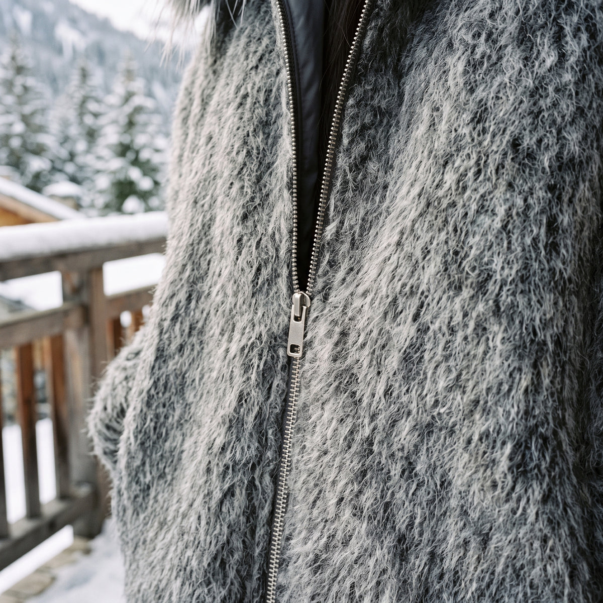 Anine | Quilted Wool Blend Coat with Faux Fur Hood