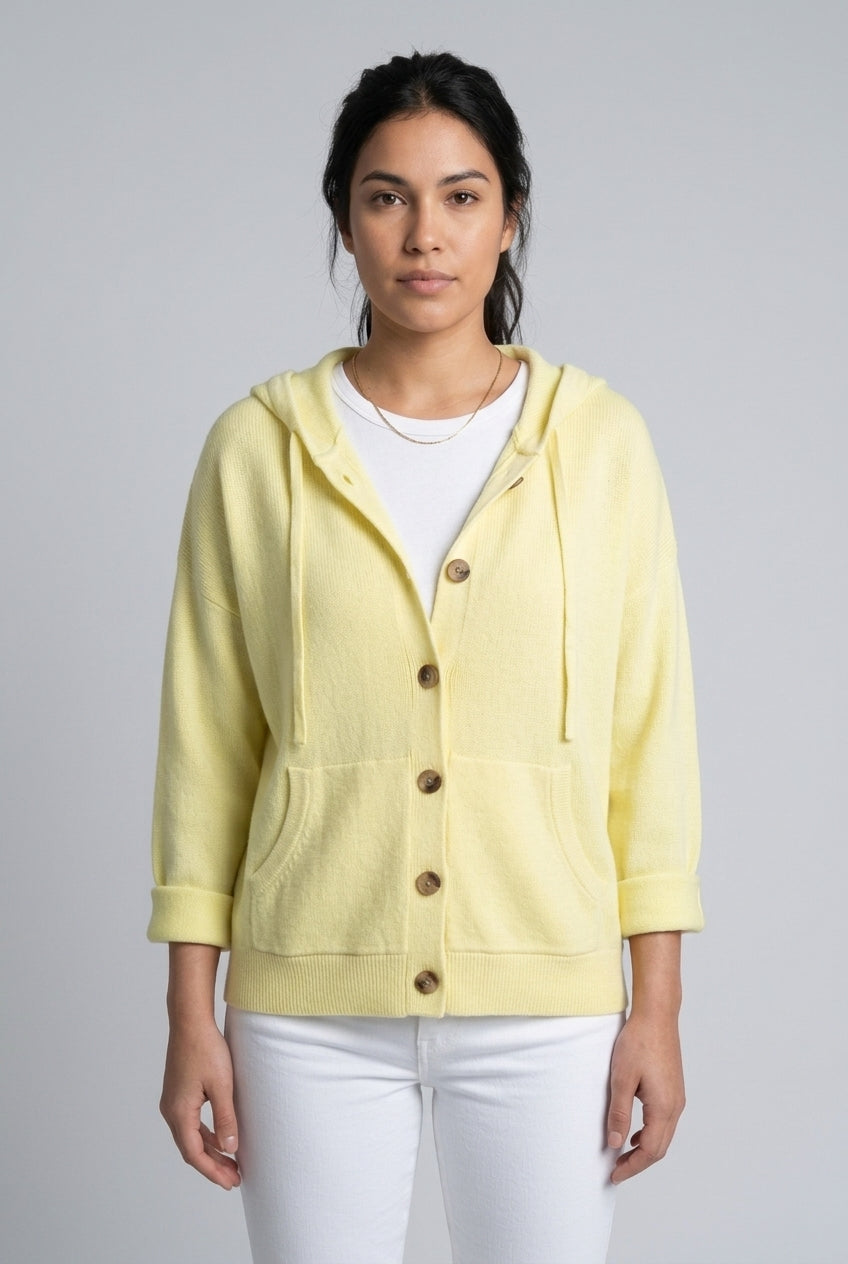 Andrina Evanthe | Button-Up Hooded Cardigan