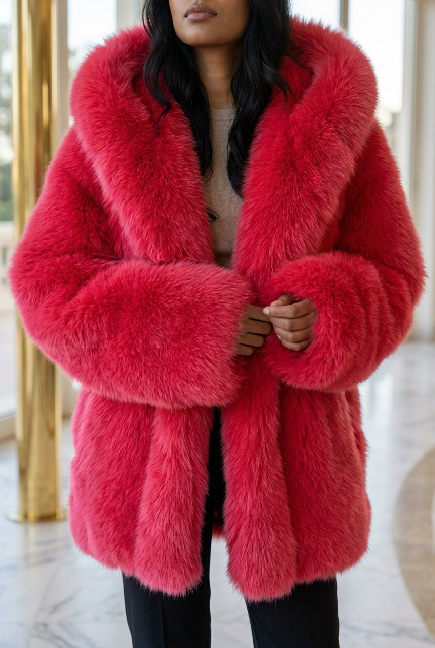 Dagmar | Oversized Faux Fur Hooded Coat
