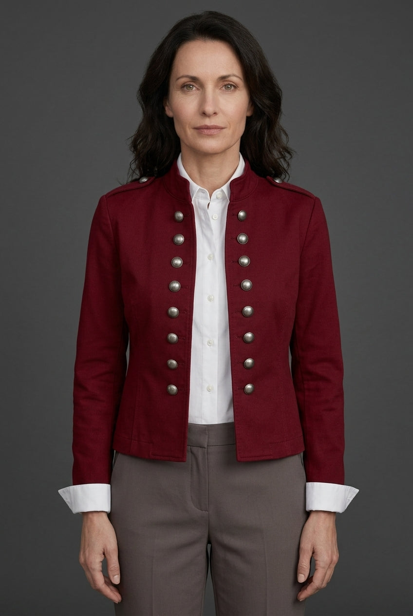 Hela | Women's Double Breasted Military Cropped Jacket with Long Sleeve