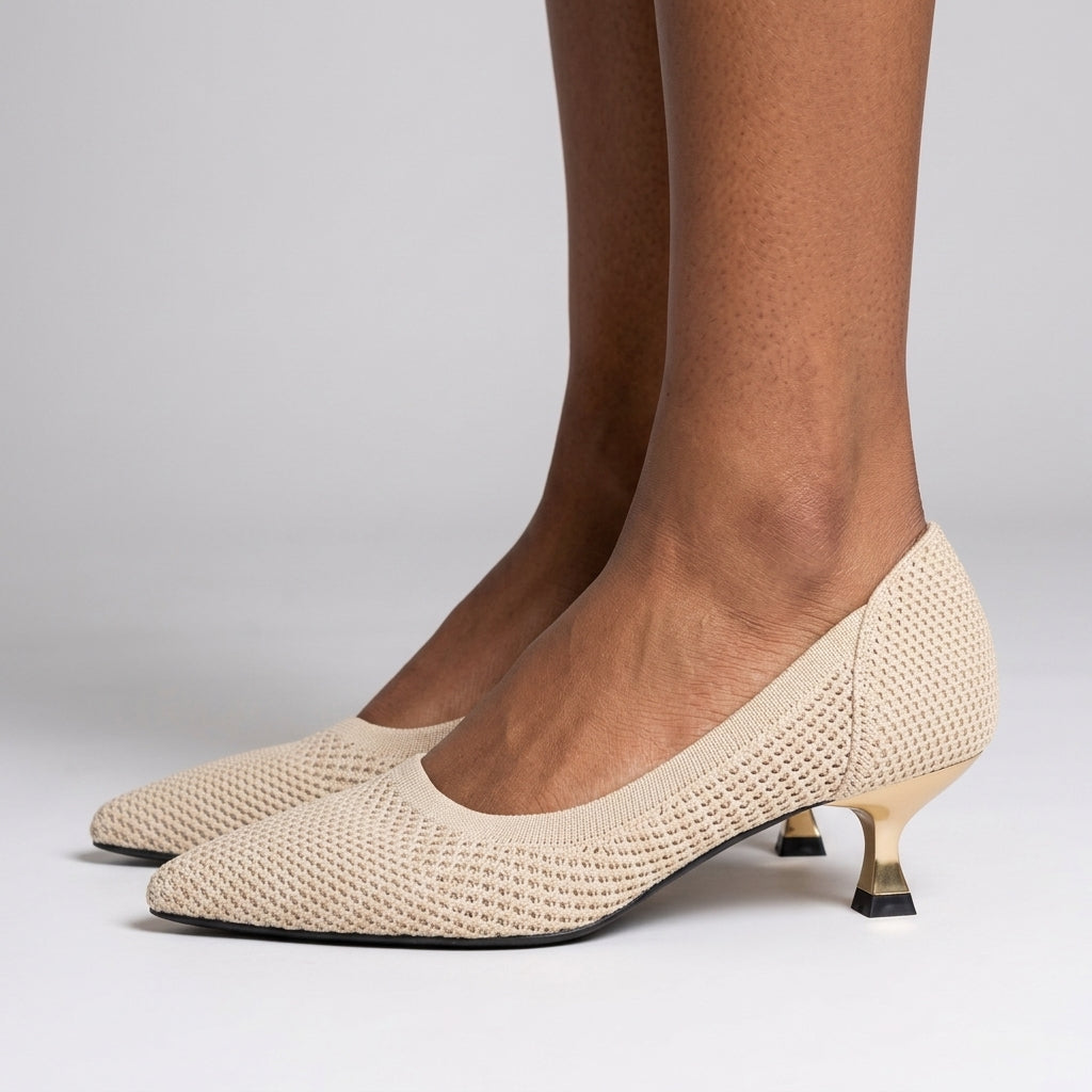 Brontë Arabella | Knit Kitten Heel Pumps