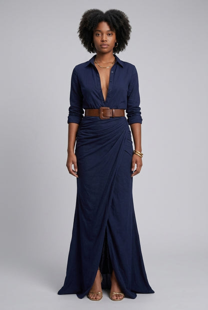 Lodovica | Belted Long Sleeve Maxi Dress
