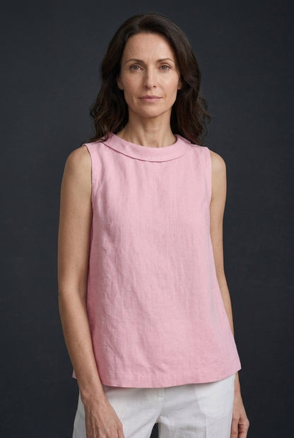 Casual Sleeveless Roll Collar Top for Women, Lightweight Soft Structure, for Work, Brunch, Vacation & Everyday Wear