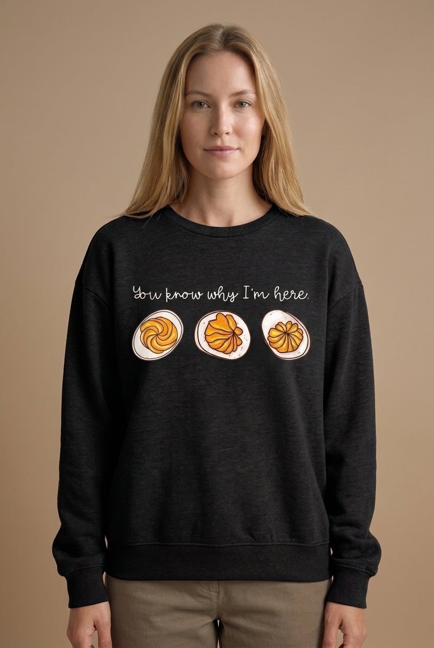 Playful Graphic Sweatshirt for Women, Soft Relaxed-Fit Long-Sleeve Crew Neck, for Thanksgiving, Fall & Casual Wear