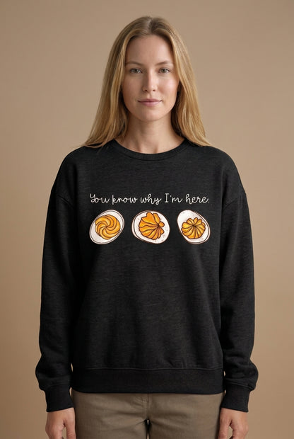 Playful Graphic Sweatshirt for Women, Soft Relaxed-Fit Long-Sleeve Crew Neck, for Thanksgiving, Fall & Casual Wear
