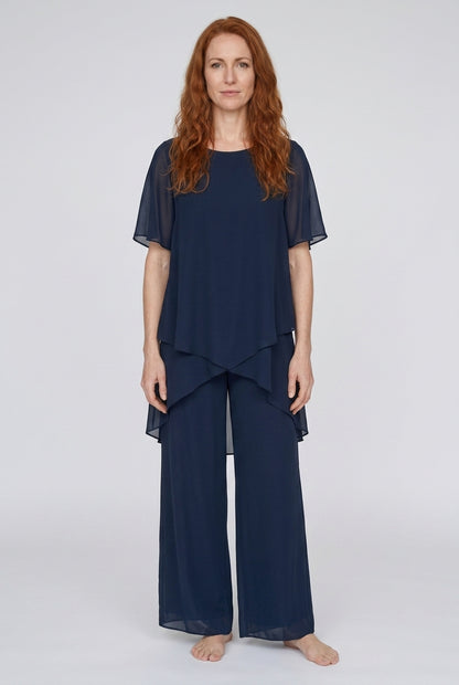 Elegant Draped Palazzo Pants Set for Women, Relaxed Flowing Top & Bottoms, for Brunch, Evening, Work & Everyday Wear