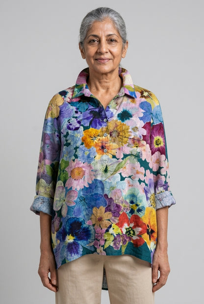 Gwyneth Helena | Floral Oversized Collar Blouse