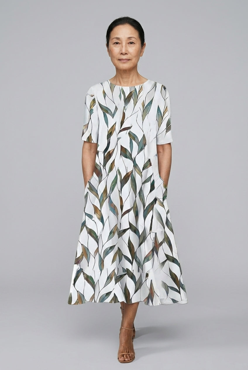Joelle Tuva | Botanical A-Line Midi Dress