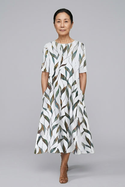 Joelle Tuva | Botanical A-Line Midi Dress
