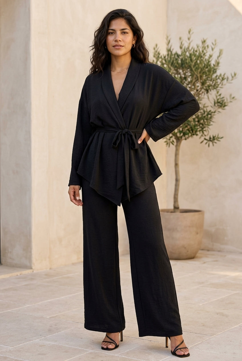 Evea | Belted Long-Sleeve Casual Jacket