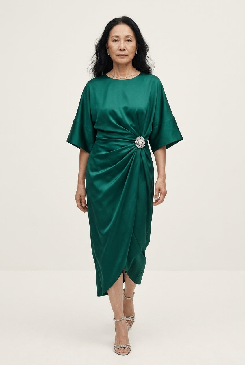 Maple | Wide Sleeve Satin Dress