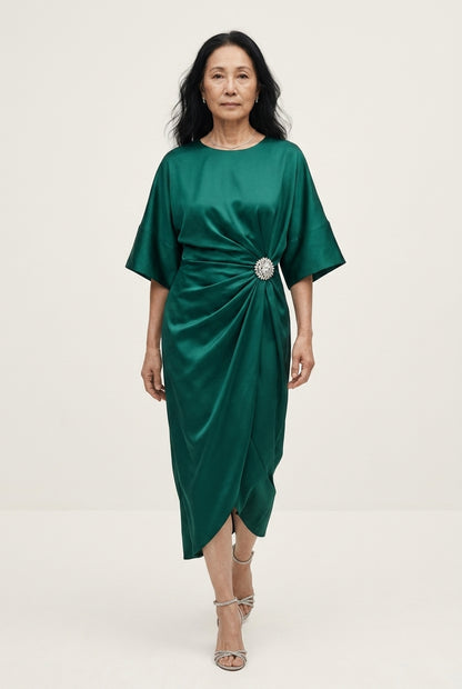 Maple | Wide Sleeve Satin Dress