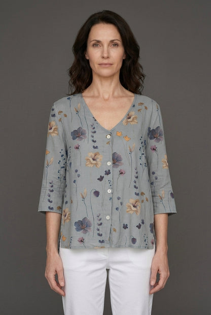 Elegant Floral Blouse for Women, Lightweight Round-Neck Relaxed-Fit, for Work, Brunch, Casual & Everyday Wear