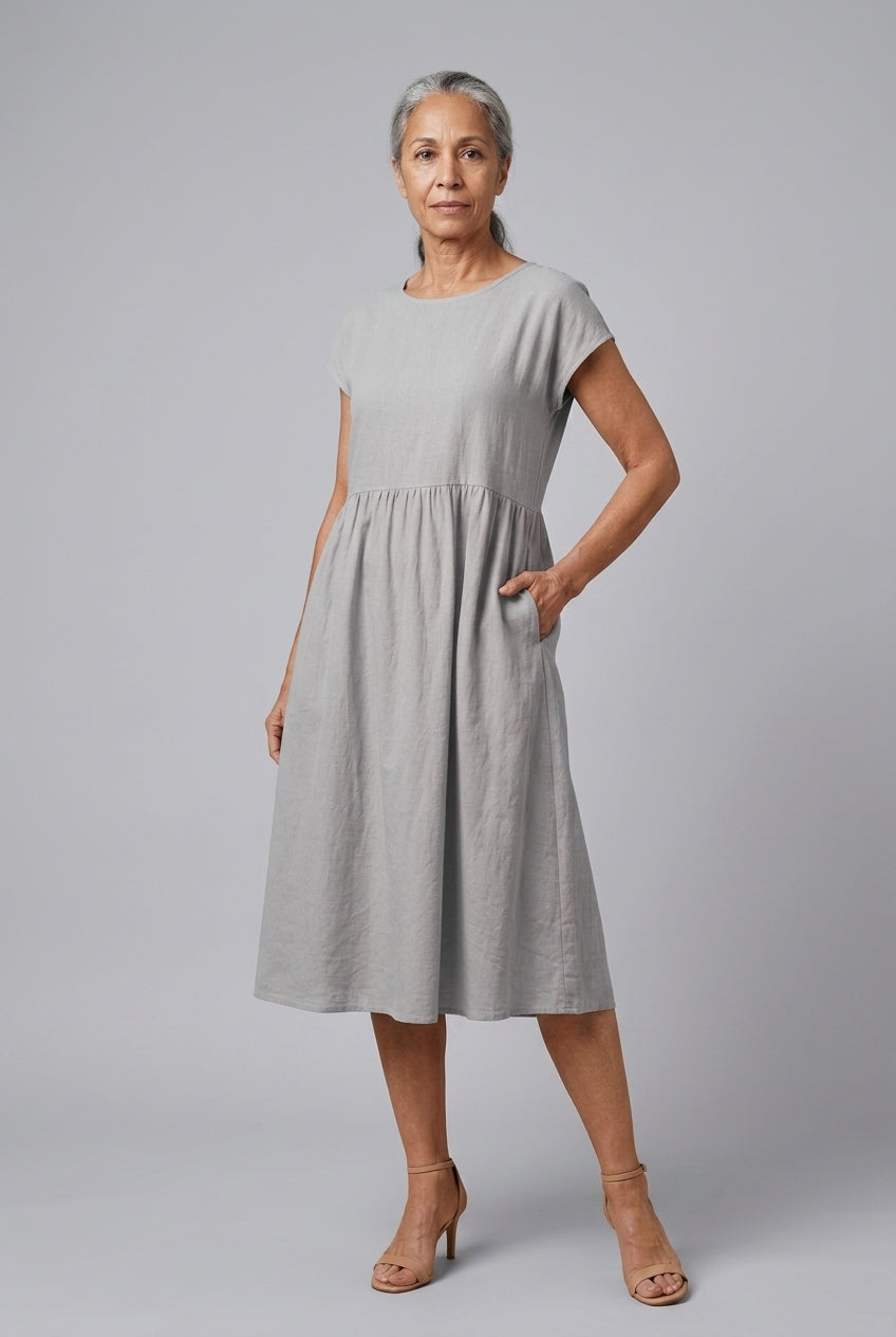 Elegant Round Neck Dress for Women, Tailored Soft Comfortable Fit, for Work, Casual, Evening & Everyday Wear