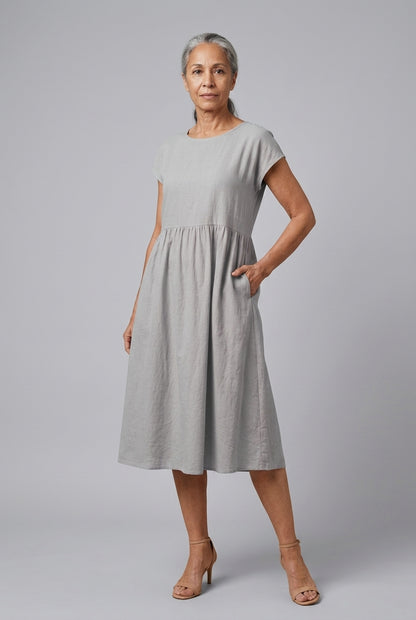 Elegant Round Neck Dress for Women, Tailored Soft Comfortable Fit, for Work, Casual, Evening & Everyday Wear