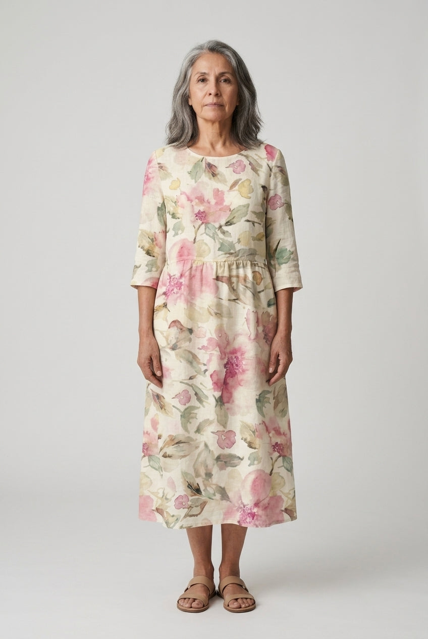 Elegant Pattern Dress for Women, Lightweight Relaxed Structured Fit, for Brunch, Lunch, Family Gatherings & Everyday Wea