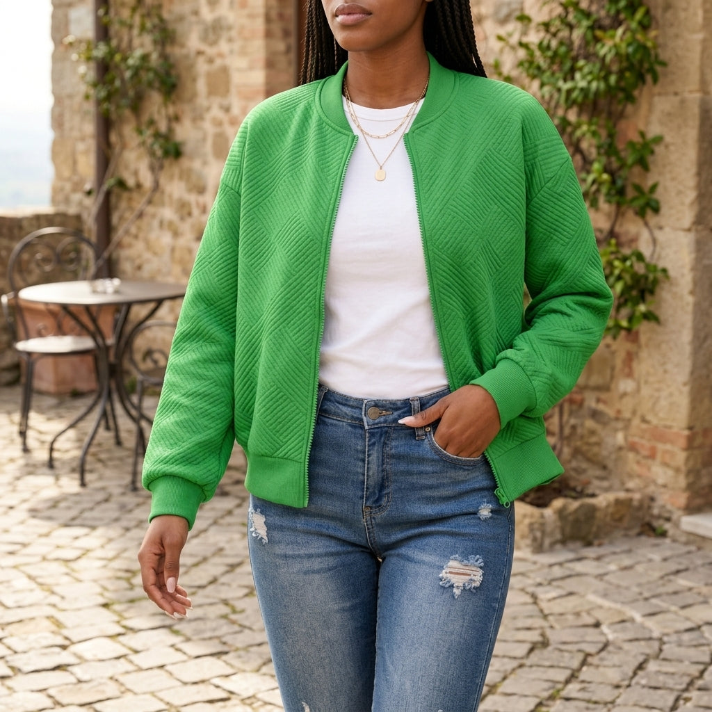 Viva | Diamond-Quilted Cropped Bomber