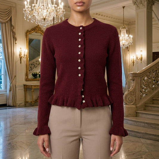 Edie | Cropped Ruffle-Trim Cardigan