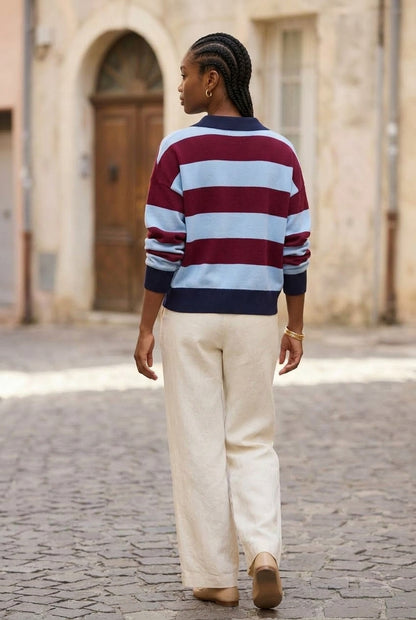 Amea | Striped Polo Knit Shirt