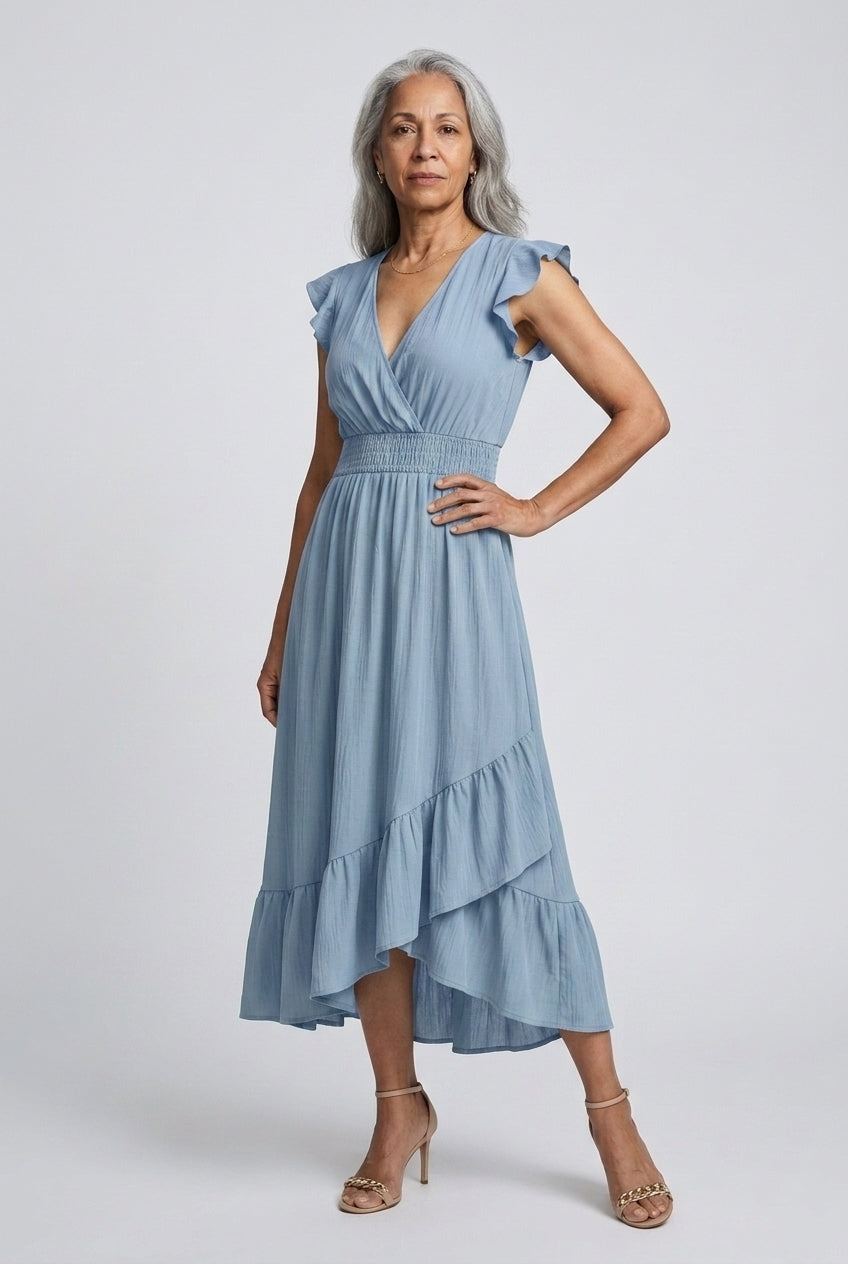 Sancha | Ruffled V-Neck Sleeveless Dress