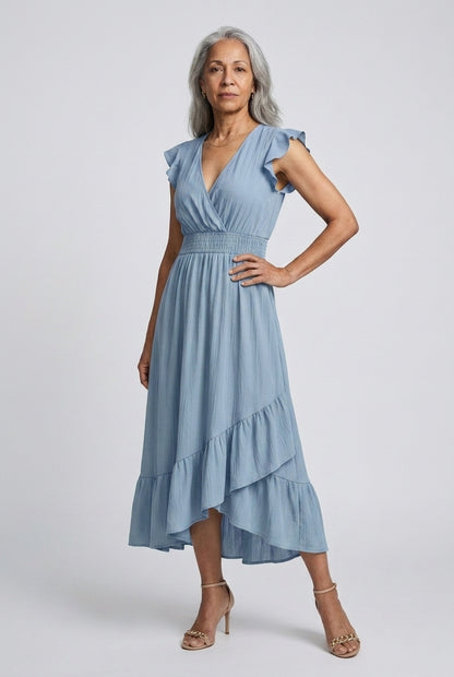 Sancha | Ruffled V-Neck Sleeveless Dress