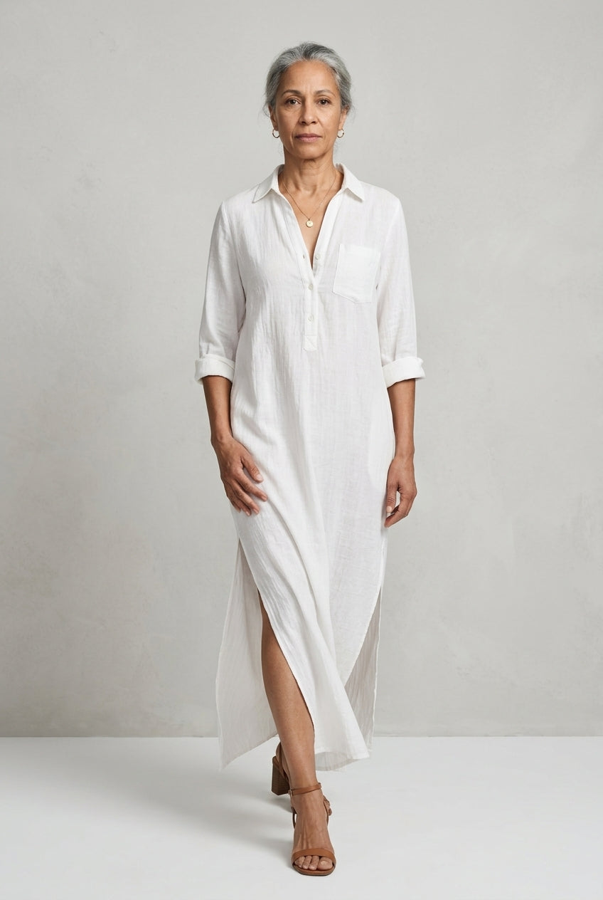 Cosima Karolina | Button-Front Maxi Shirt Dress