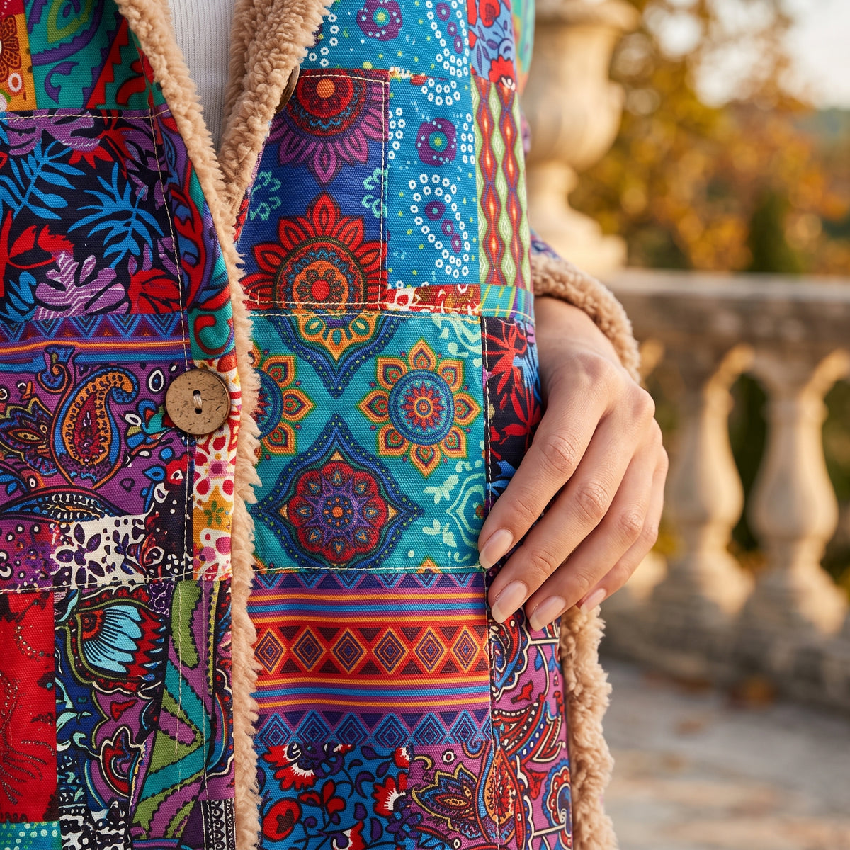 Anni | Fleece-Lined Patchwork Hooded Jacket