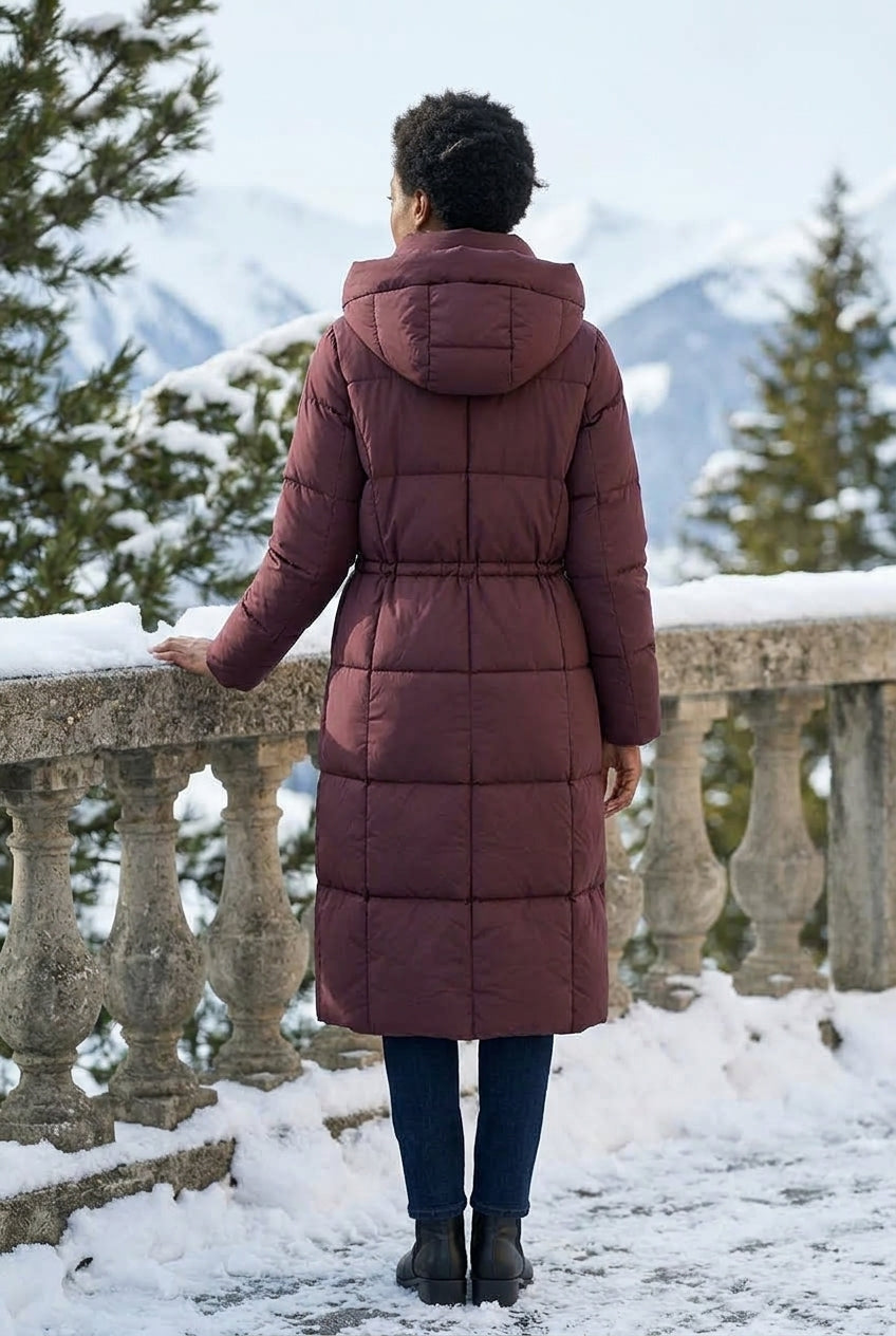 Elina | Hooded Knee-Length Down Puffer Jacket