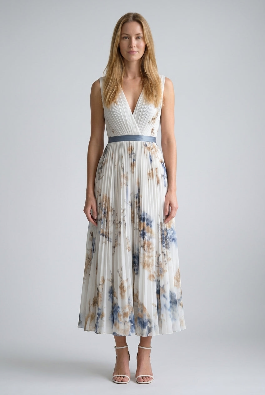 Elegant Sleeveless Dress for Women, V-Neck Wrap-Style Lightweight Flowing, for Brunch, Summer Events, Wedding Guest & Ev