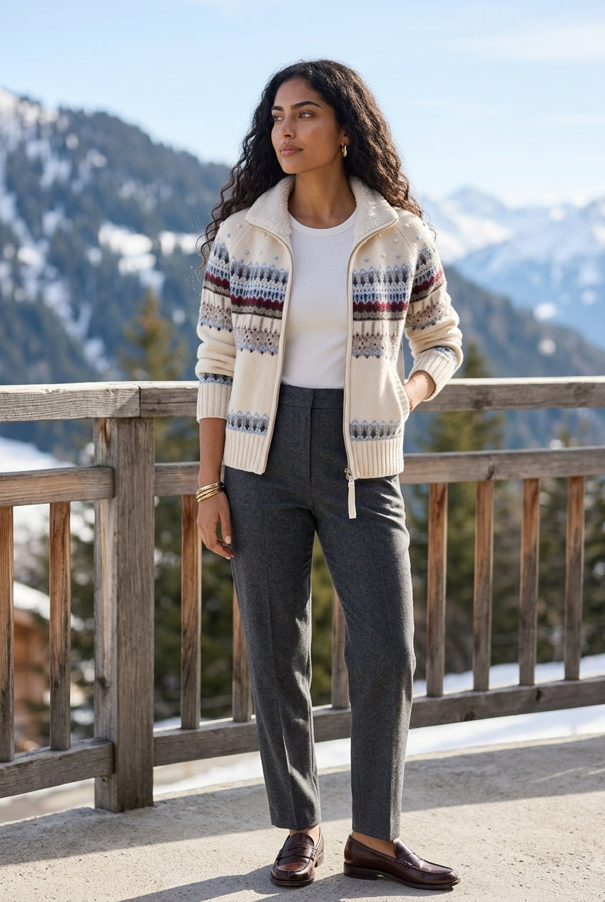 Katea | Geometric Jacquard Merino Cardigan
