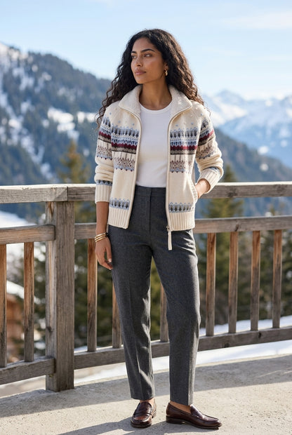 Katea | Geometric Jacquard Merino Cardigan