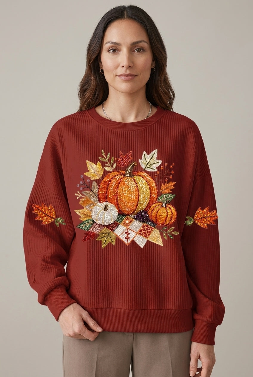 Cozy Harvest Sweatshirt for Women, Soft Relaxed-Fit Festive Design, for Fall, Thanksgiving, Casual & Lounging