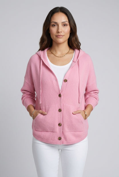 Andrina Evanthe | Button-Up Hooded Cardigan