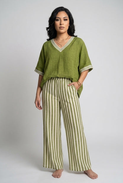 Mirren | Striped V-Neck Coordinated Set