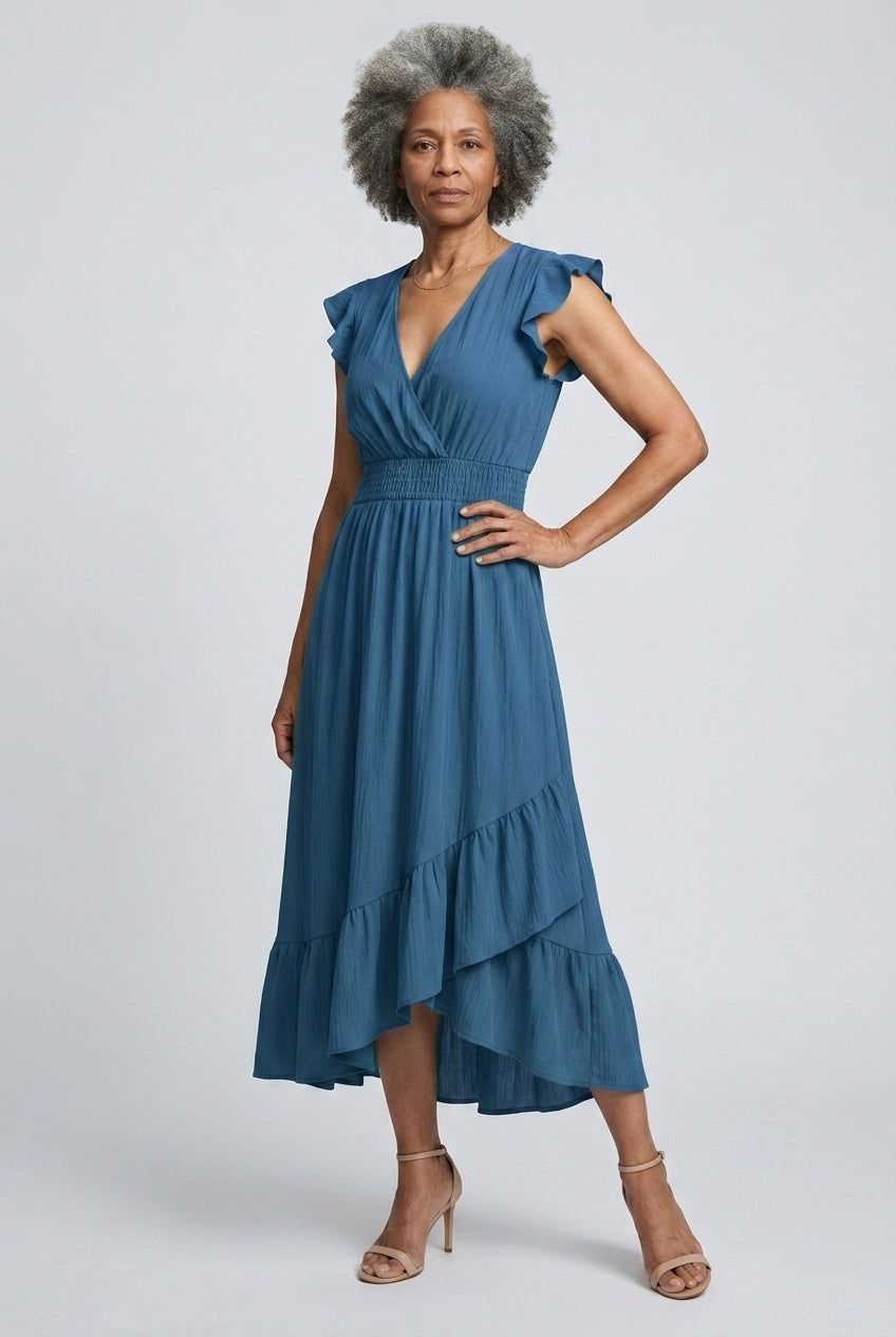 Sancha | Ruffled V-Neck Sleeveless Dress
